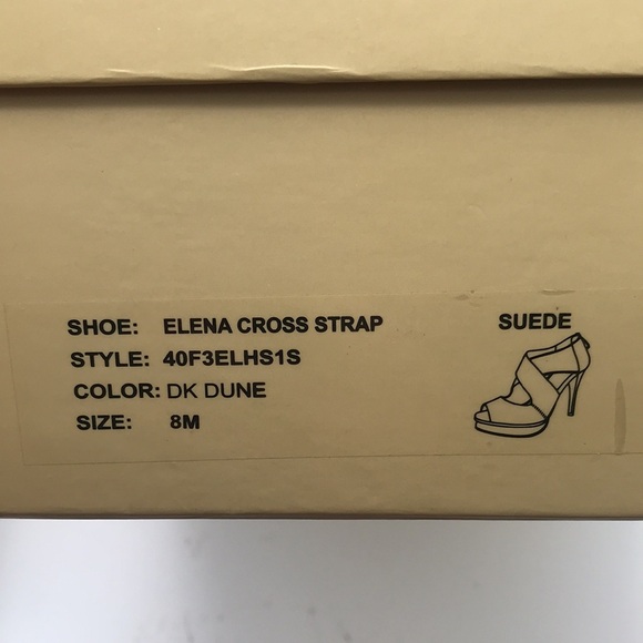 MICHAEL Michael Kors Elena Cross Strap Dk Dune Suede Platform Heels w/box Sz 8M - Picture 6 of 6